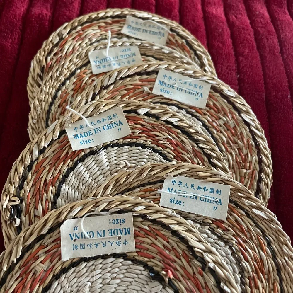 Straw drink Coaster Set‎ 6 Vintage 70s Woven Boho Retro Bohemian Home Coffee